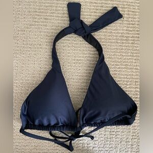 J Crew Navy Halter Triangle Bikini Top, Sz M, Adjustable Straps, Nvr Worn, NWOT